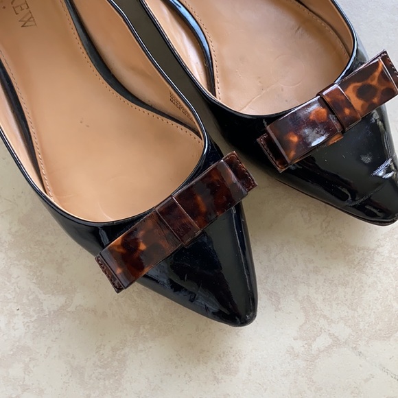 J.Crew Amelia Leather Black Tortoise Flats Bow - Picture 5 of 10